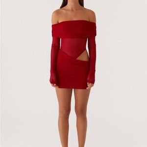 Peppermayo Off-Shoulder Red Dress